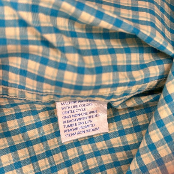 Southern Tide Button Down Shirt Checkered Blue Yellow Long sleeve Men’s Medium - Picture 5 of 6